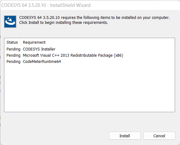 Codesys installer setup